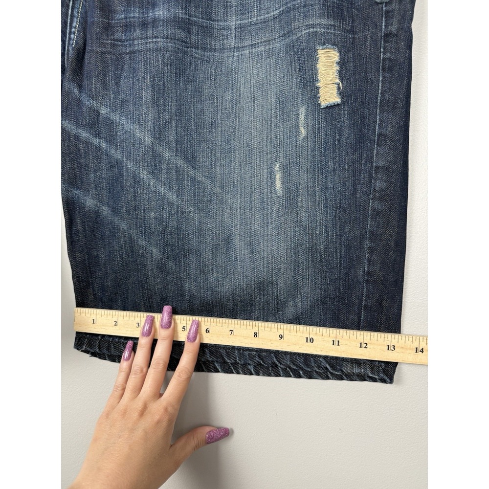 Antik Denim Jean Shorts Embroidered Flap Pocket Distressed Jorts Streetwear Y2K - Picture 11 of 12